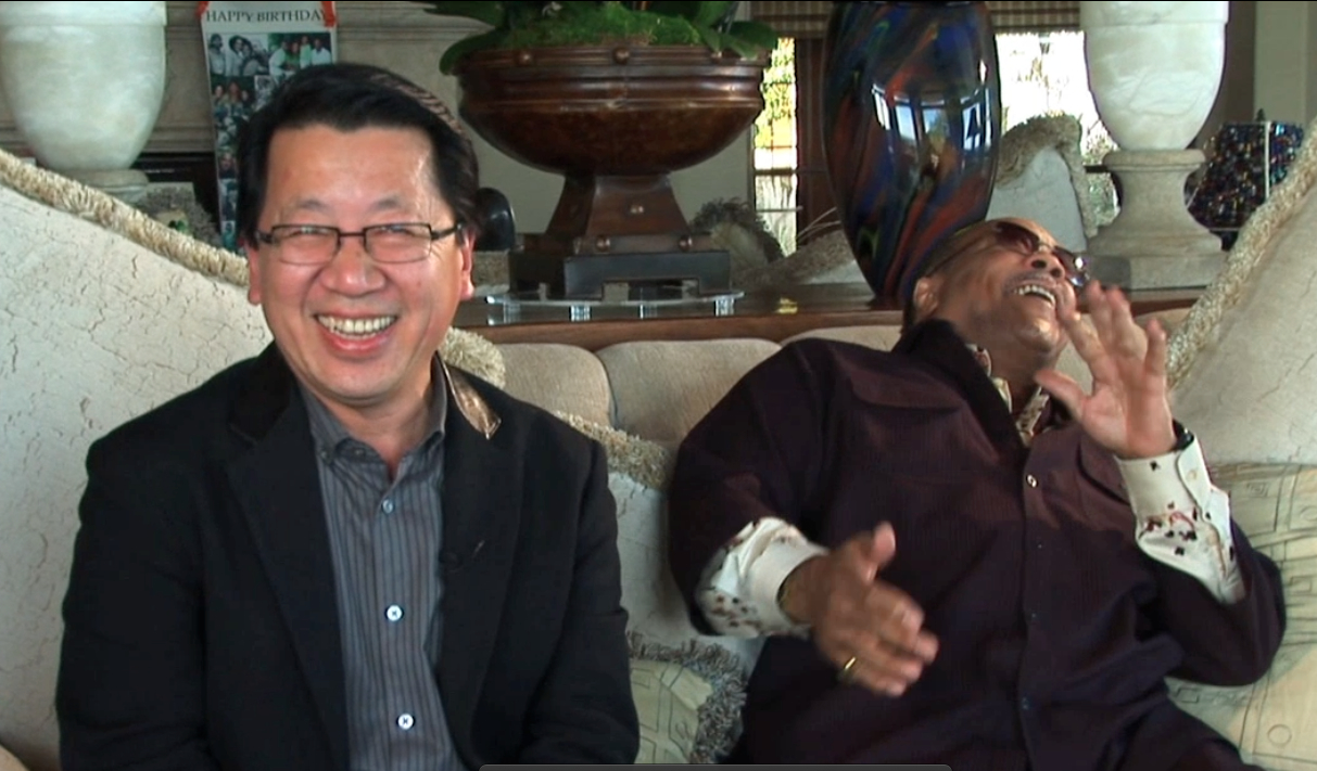 Ben Fong-Torres shares a laugh with music producer Quincy Jones  Photo by Suzanne Joe Kai