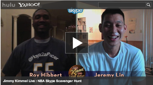 Jeremy Lin plays in-home scavenger hunt with Jimmy Kimmel via Skype